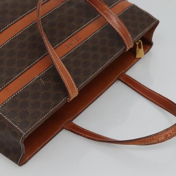 CELINE Macadam Canvas Hand Bag Pvc Leather Gold Brown - Picture 6 of 13
